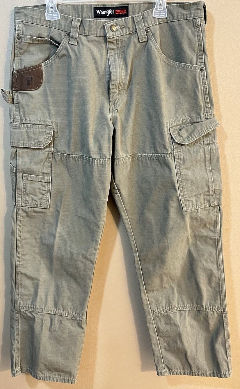 Wrangler Riggs Workwear Cargo Pants Men's 36x30 103W060BR Khaki Relaxed EUC